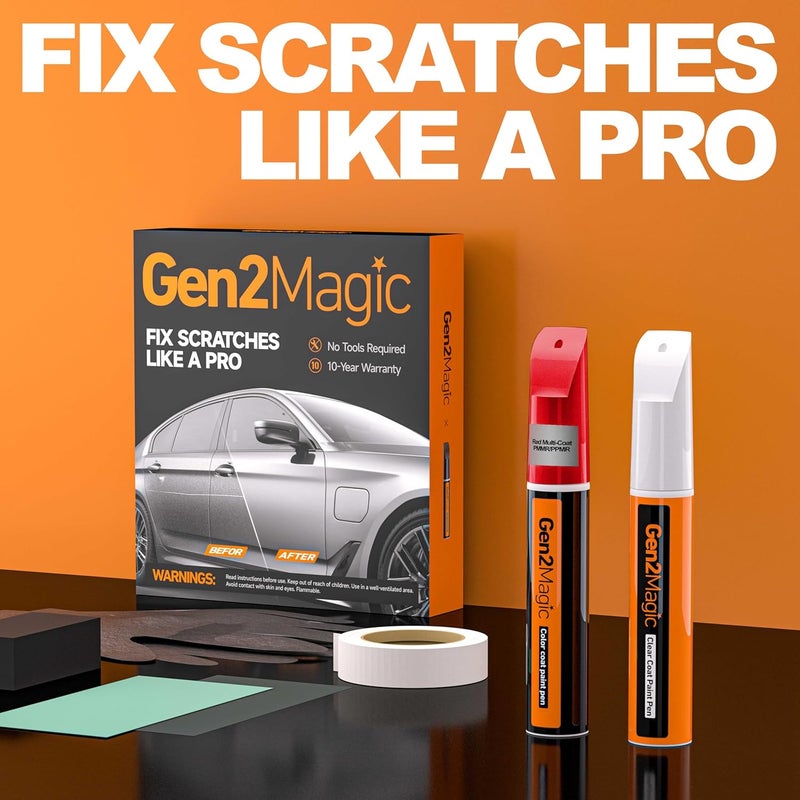Gen2Magic Red Multi-Coat Touch Up Paint Pen Kit for Telsa Y 3 S X [Clear Coat Included], PMMR/PPMR Color Match for Scratches, Rock Chips, Dings, Easy Scratch Repair & Rust Remover for Tesla - Image 2